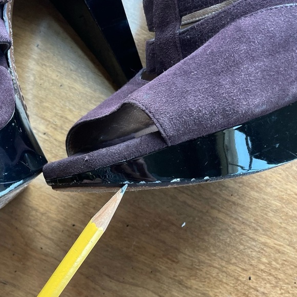 Marni Strappy Suede Purple Brown Platform Heels Peep Toe T-Strap size 40/US 10 - Picture 7 of 16